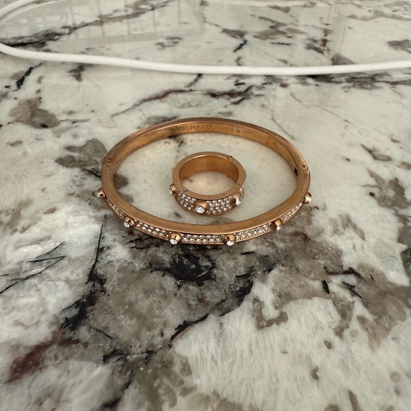 Michael Kors Rose Gold Astor Pave Ring & Bracelet Bundle - Picture 1 of 7